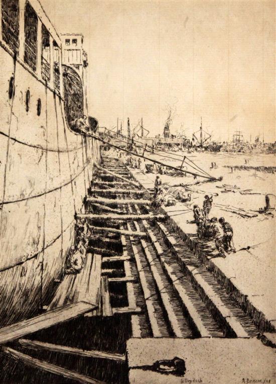 Arthur Briscoe (1873-1943) In Dry Dock 7 x 11in., unframed